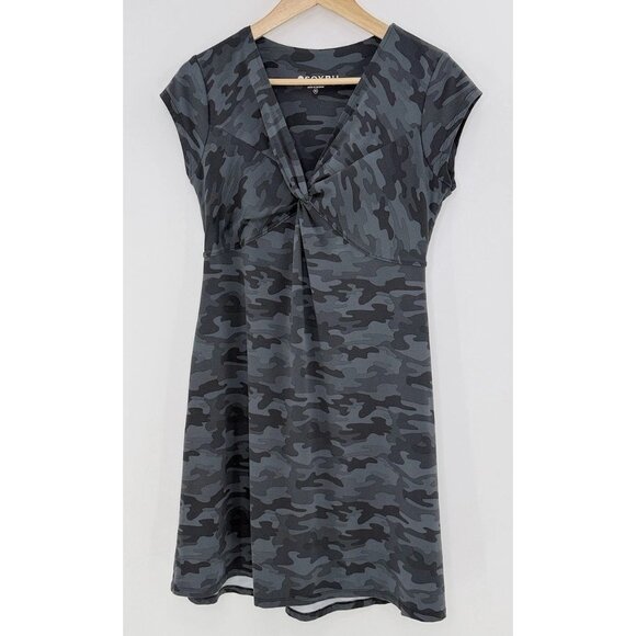 Soybu Sport Gray Camo V-Neck Dress Sz M Preppy Boho Athleisure - Picture 1 of 9